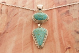 Artie Yellowhorse Genuine Kingman Spider Web Sterling Silver Pendant